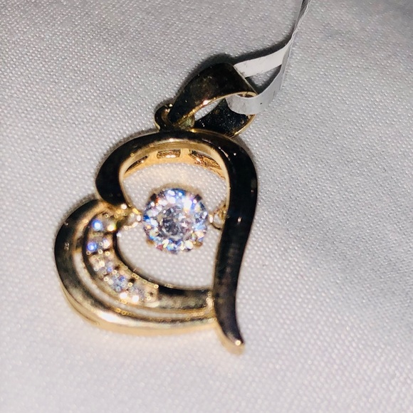 10k yellow gold vermeil VVS clarity dancing diamond simulated charm mesmerizing - Picture 4 of 5